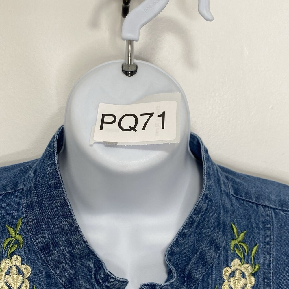 Country Store M Floral Embroidered Cotton Zip Up Vest Whimsical Ren-Faire Garb - Picture 2 of 9